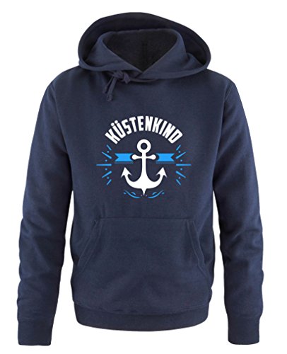 Comedy Shirts Küstenkind Anker - Herren Hoodie - Navy/Weiss-Blau Gr. L von Comedy Shirts