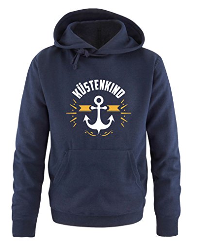 Comedy Shirts Küstenkind Anker - Herren Hoodie - Navy/Weiss-Gelb Gr. S von Comedy Shirts