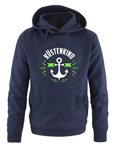 Comedy Shirts Küstenkind Anker - Herren Hoodie - Navy/Weiss-Neongrün Gr. XL von Comedy Shirts