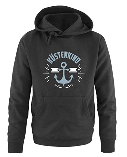 Comedy Shirts Küstenkind Anker - Herren Hoodie - Schwarz/Eisblau-Weiss Gr. L von Comedy Shirts