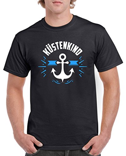 Comedy Shirts - Küstenkind Anker - Herren T-Shirt - Schwarz/Weiss-Blau Gr. 5XL von Comedy Shirts