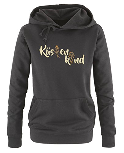 Comedy Shirts Küstenkind - Damen Hoodie - Schwarz/Hellbraun-Beige Gr. L von Comedy Shirts