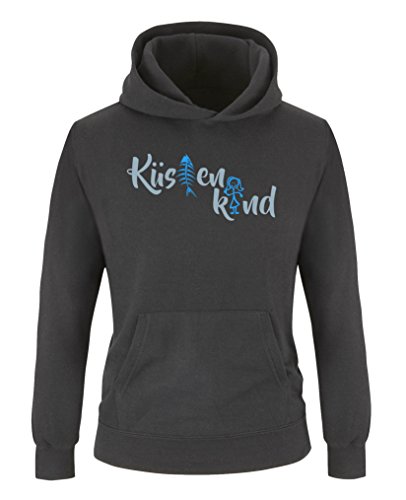 Comedy Shirts - Küstenkind - Jungen Hoodie - Schwarz/Blau-Eisblau Gr. 122/128 von Comedy Shirts