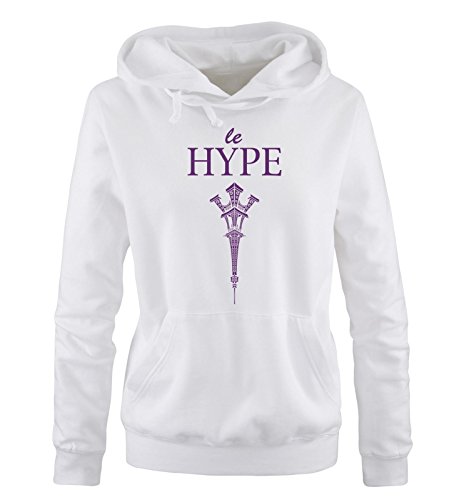 Comedy Shirts - LE Hype - Paris - Eiffelturm - Damen Hoodie - Weiss/Lila Gr. S von Comedy Shirts