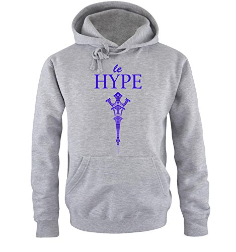 Comedy Shirts LE Hype - Paris - Eiffelturm - Herren Hoodie - Grau/Royalblau Gr. L von Comedy Shirts