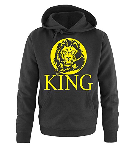 Comedy Shirts - Lion - King - Herren Hoodie - Schwarz / Neongelb Gr. 5XL von Comedy Shirts