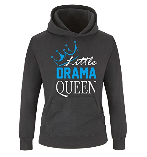 Comedy Shirts - Little Drama Queen - Kinder Hoodie - Schwarz/Weiss-Blau Gr. 140 von Comedy Shirts