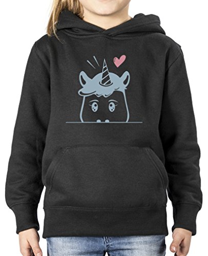 Comedy Shirts - Luscherndes Einhorn - Mädchen Hoodie - Schwarz/Eisblau-Rosa Gr. 110/116 von Comedy Shirts