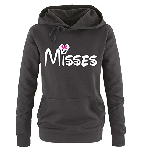 Comedy Shirts - Misses - Minnie - Damen Hoodie - Schwarz / Weiss-Pink Gr. L von Comedy Shirts