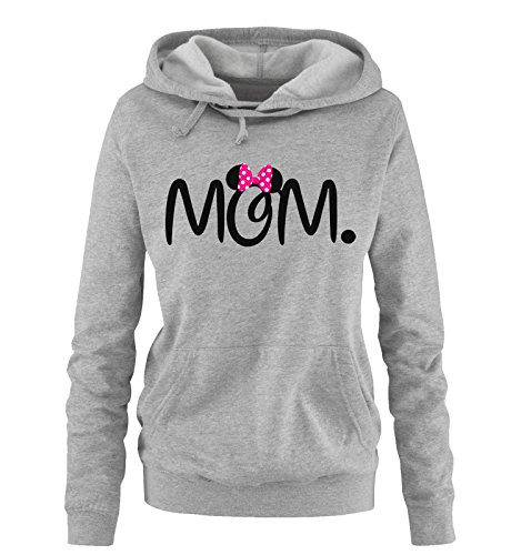 Comedy Shirts - MOM. Minnie - Damen Hoodie - Grau / Schwarz-Pink Gr. S von Comedy Shirts