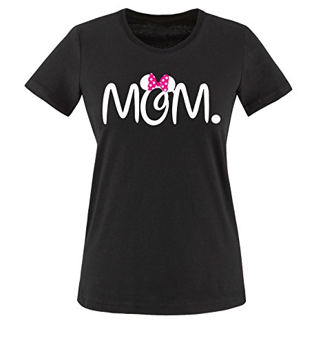 Comedy Shirts - MOM. Minnie - Damen T-Shirt - Schwarz/Weiss-Pink Gr. XXL von Comedy Shirts