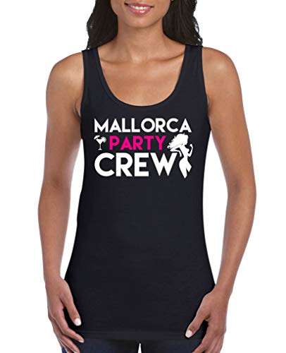 Comedy Shirts - Mallorca Party Crew - Style3 - Damen Tank Top - Schwarz/Weiss-Pink Gr. XXL von Comedy Shirts