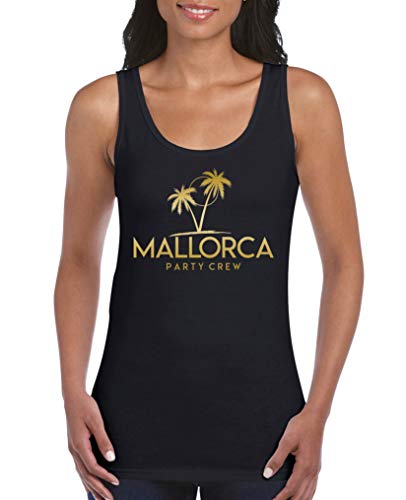 Comedy Shirts - Mallorca Party Crew - Style6 - Damen Tank Top - Schwarz/Gold Gr. S von Comedy Shirts