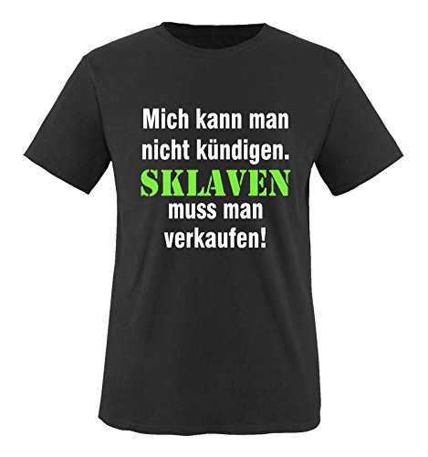 Comedy Shirts - Mich kann man nicht kündigen. Sklaven Herren T-Shirt - Schwarz/Weiss-Neongrün Gr. 4XL von Comedy Shirts