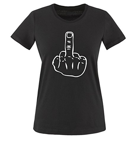 Mittelfinger - Damen T-Shirt Schwarz/Weiss Gr. XXL von Comedy Shirts