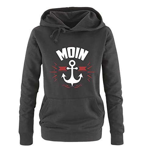 Comedy Shirts - Moin - Anker - Damen Hoodie - Schwarz/Weiss-Rot Gr. XL von Comedy Shirts