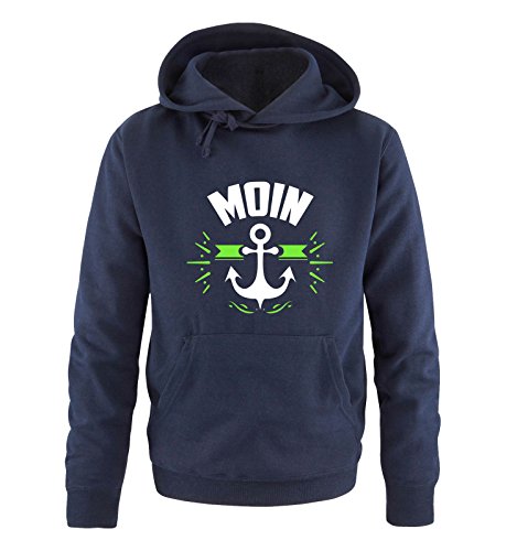 Comedy Shirts Moin - Anker - Herren Hoodie - Navy/Weiss-Neongrün Gr. L von Comedy Shirts