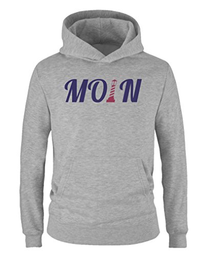 Comedy Shirts - Moin - Anker - Mädchen Hoodie - Grau/Lila-Fuchsia Gr. 152 von Comedy Shirts