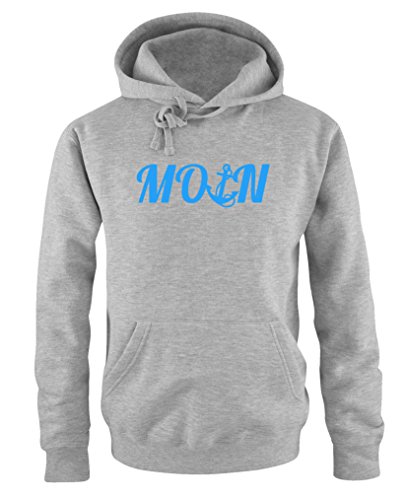 Comedy Shirts Moin Anker Schrift - Herren Hoodie - Grau/Blau Gr. 3XL von Comedy Shirts