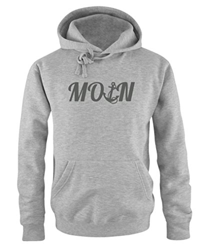 Comedy Shirts Moin Anker Schrift - Herren Hoodie - Grau/Grau Gr. XL von Comedy Shirts