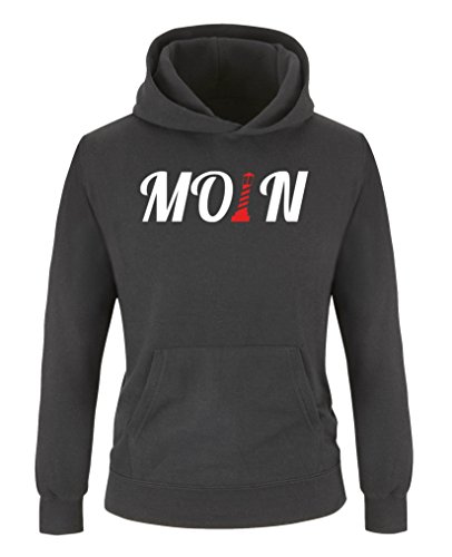 Comedy Shirts - Moin Leuchtturm - Jungen Hoodie - Schwarz/Weiss-Rot Gr. 152/164 von Comedy Shirts