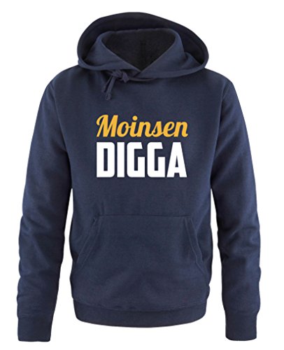 Comedy Shirts - Moinsen Digga - Herren Hoodie - Navy/Weiss-Gelb Gr. M von Comedy Shirts