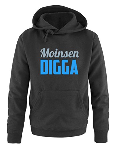 Comedy Shirts Moinsen Digga - Herren Hoodie - Schwarz/Blau-Eisblau Gr. XL von Comedy Shirts