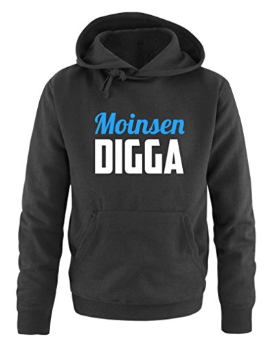 Comedy Shirts Moinsen Digga - Herren Hoodie - Schwarz/Weiss-Blau Gr. XL von Comedy Shirts