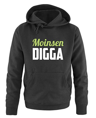 Comedy Shirts Moinsen Digga - Herren Hoodie - Schwarz/Weiss-Grün Gr. L von Comedy Shirts