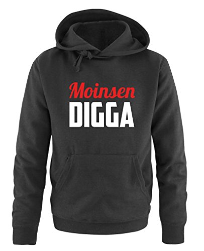 Comedy Shirts Moinsen Digga - Herren Hoodie - Schwarz/Weiss-Rot Gr. 3XL von Comedy Shirts
