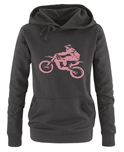 Comedy Shirts Motorcross Motorrad - Damen Hoodie - Schwarz/Rosa Gr. XL von Comedy Shirts