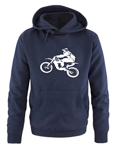 Comedy Shirts Motorcross Motorrad - Herren Hoodie - Navy/Weiss Gr. M von Comedy Shirts