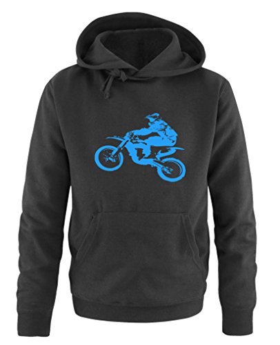 Comedy Shirts Motorcross Motorrad - Herren Hoodie - Schwarz/Blau Gr. 5XL von Comedy Shirts