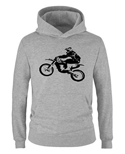 Comedy Shirts - Motorcross Motorrad - Jungen Hoodie - Grau/Schwarz Gr. 152/164 von Comedy Shirts