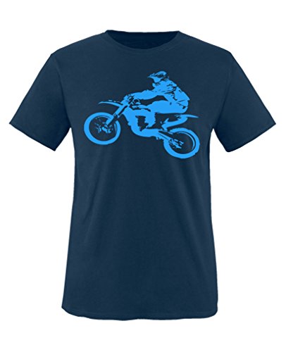 Comedy Shirts - Motorcross Motorrad - Jungen T-Shirt - Navy/Blau Gr. 134-146 von Comedy Shirts