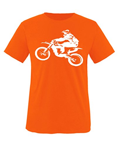 Comedy Shirts - Motorcross Motorrad - Jungen T-Shirt - Orange/Weiss Gr. 134-146 von Comedy Shirts