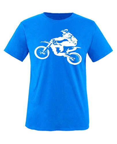 Comedy Shirts - Motorcross Motorrad - Jungen T-Shirt - Royalblau/Weiss Gr. 134-146 von Comedy Shirts