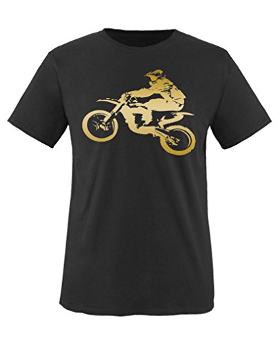 Comedy Shirts - Motorcross Motorrad - Jungen T-Shirt - Schwarz/Gold Gr. 122-128 von Comedy Shirts