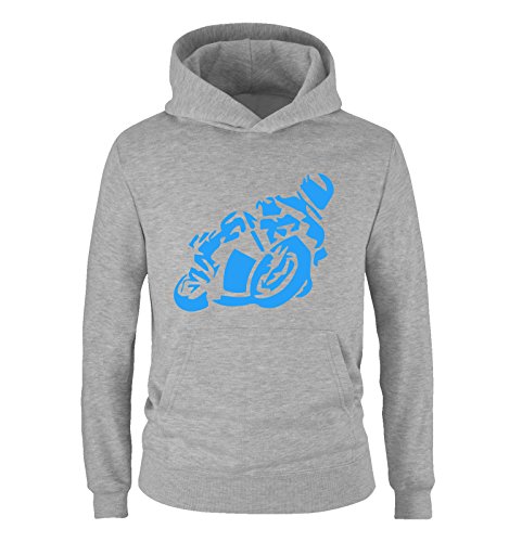 Comedy Shirts - Motorrad - GROß - Jungen Hoodie - Grau/Blau Gr. 122/128 von Comedy Shirts