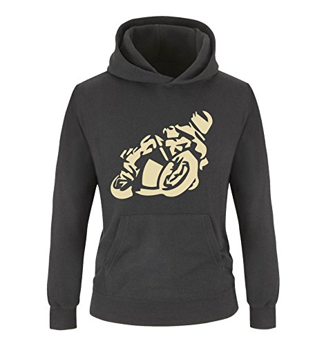 Comedy Shirts - Motorrad - GROß - Mädchen Hoodie - Schwarz/Beige Gr. 134/146 von Comedy Shirts