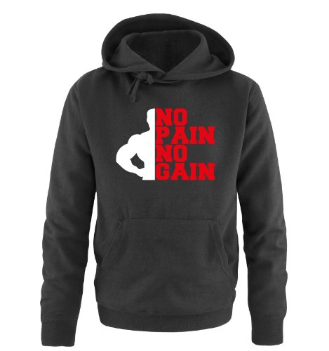 Comedy Shirts NO Pain NO GAIN - Herren Hoodie - Schwarz/Weiss-Rot Gr. L von Comedy Shirts