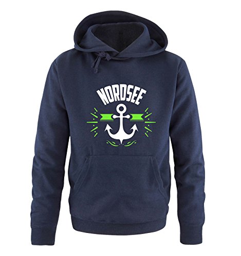 Comedy Shirts NORDSEE - Anker - Herren Hoodie - Navy/Weiss-Neongrün Gr. L von Comedy Shirts