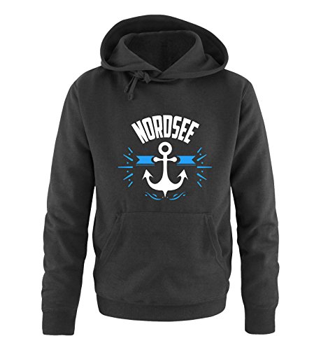 Comedy Shirts - NORDSEE - Anker - Herren Hoodie - Schwarz/Weiss-Blau Gr. L von Comedy Shirts