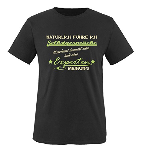 Comedy Shirts - Natürlich führe ich Selbstgespräche manchmal braucht Man Halt eine Experten Meinung - Herren T-Shirt - Schwarz/Beige-Hellgrün Gr. 3XL von Comedy Shirts