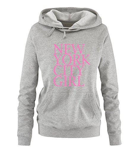 Comedy Shirts New York City Girl - Damen Hoodie - Grau/Rosa Gr. S von Comedy Shirts