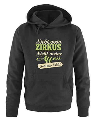 Comedy Shirts Nicht Mein Zirkus, Nicht Meine Affen. TUT Mir leid! - Herren Hoodie - Schwarz/Beige-Hellgrün Gr. 3XL von Comedy Shirts