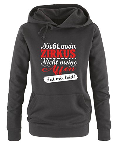 Comedy Shirts Nicht Mein Zirkus, Nicht Meine Affen. TUT Mir leid! - Damen Hoodie - Schwarz/Weiss-Rot Gr. L von Comedy Shirts