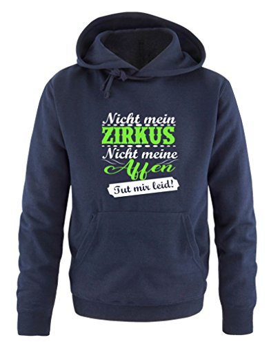 Comedy Shirts Nicht Mein Zirkus, Nicht Meine Affen. TUT Mir leid! - Herren Hoodie - Navy/Weiss-Neongrün Gr. XL von Comedy Shirts