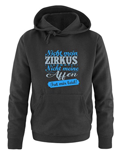 Comedy Shirts Nicht Mein Zirkus, Nicht Meine Affen. TUT Mir leid! - Herren Hoodie - Schwarz/Blau-Eisblau Gr. 3XL von Comedy Shirts