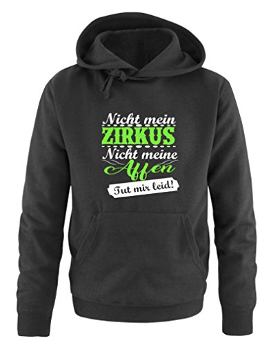 Comedy Shirts Nicht Mein Zirkus, Nicht Meine Affen. TUT Mir leid! - Herren Hoodie - Schwarz/Weiss-Neongrün Gr. 5XL von Comedy Shirts